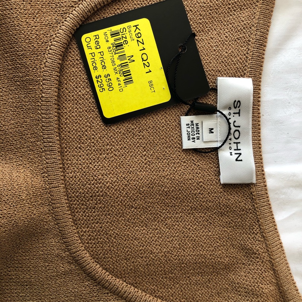 NWT St. John Santana knit sleeveless top Biscuit